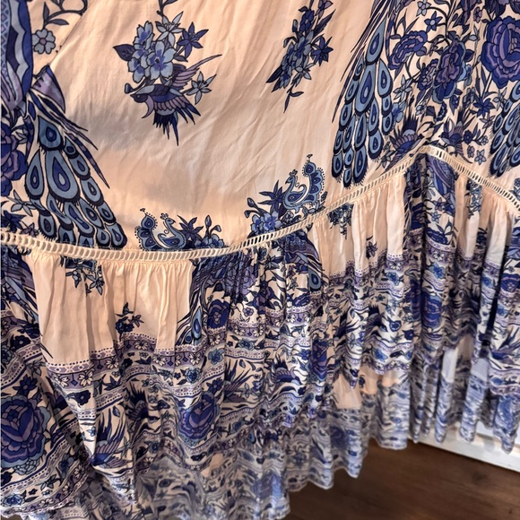 SPELL Vintage 🦋 Hotel Paradiso Bluebird Blue and Cream Floral Dress Small - Picture 6 of 8